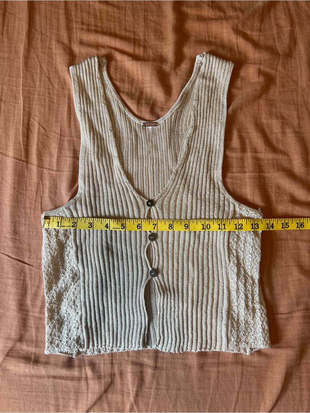 Free People Cream / Gold Ribbed Button-Front Tank - Picture 4 of 5